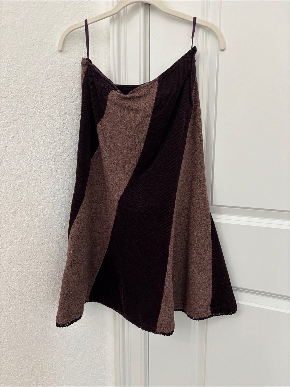 Divided Two-Tone Brown & Dark Brown A-Line flared Skirt - Picture 1 of 5